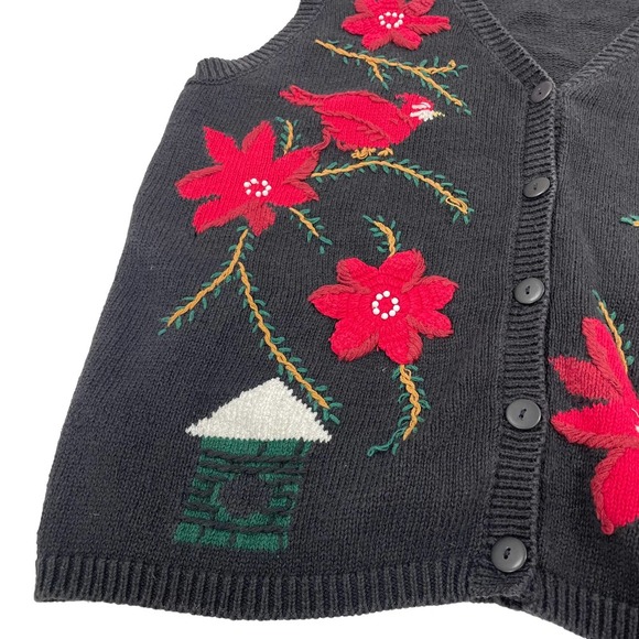 Vintage Capacity Woman Knit Button Front Sweater Vest Cardinal Holiday 1X - Picture 3 of 6